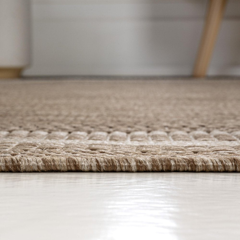 8' Beige And Cream Indoor Outdoor Runner Rug HomeRoots