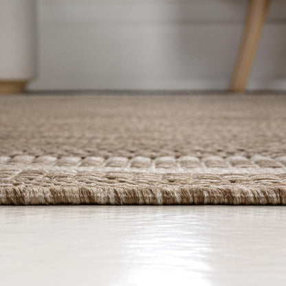 8' Beige And Cream Indoor Outdoor Runner Rug HomeRoots