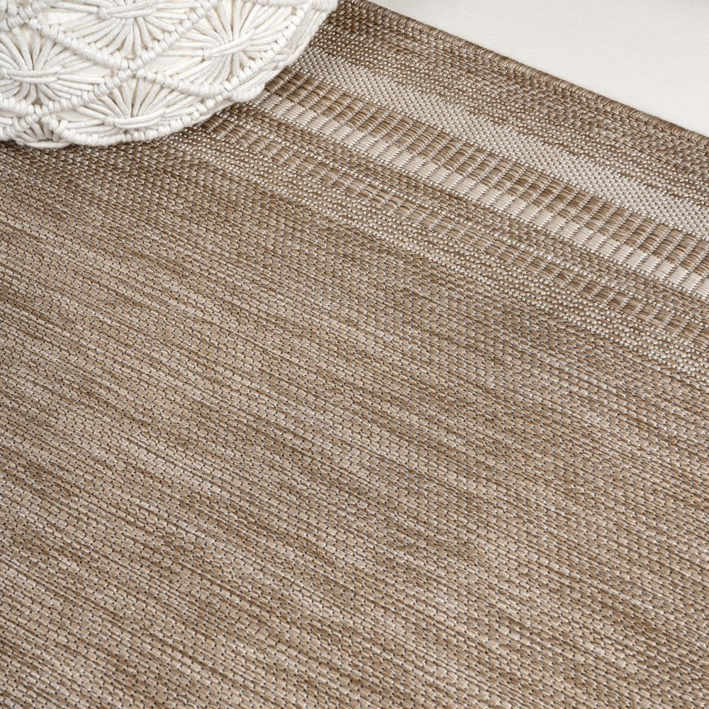 8' Beige And Cream Indoor Outdoor Runner Rug HomeRoots