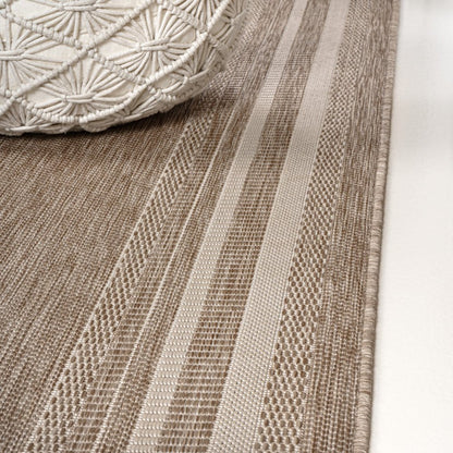 8' Beige And Cream Indoor Outdoor Runner Rug HomeRoots