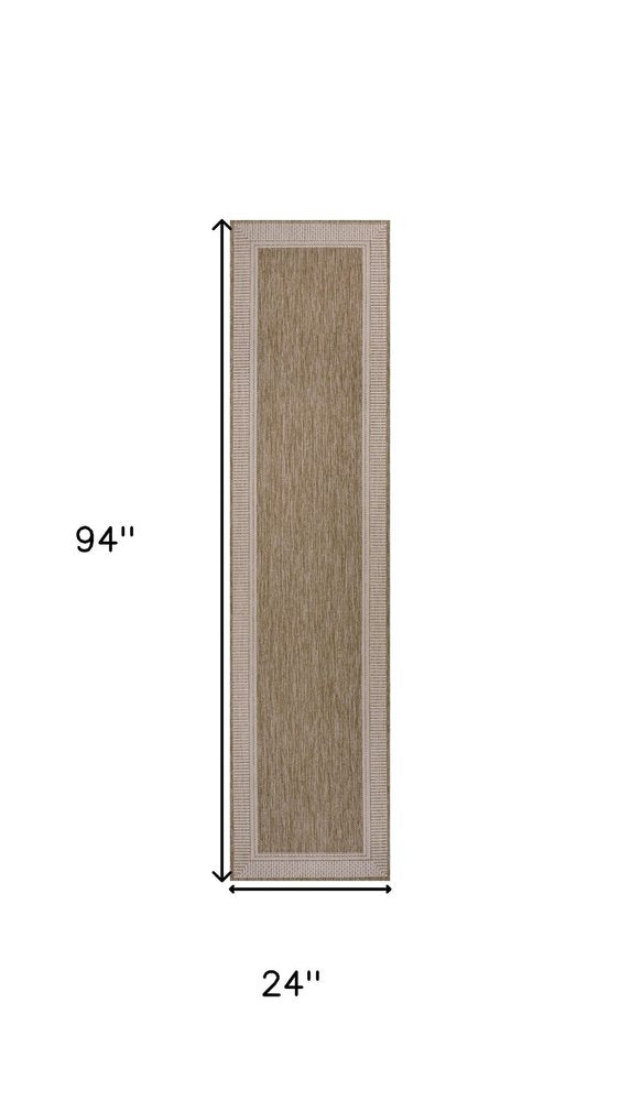 8' Beige And Cream Indoor Outdoor Runner Rug HomeRoots