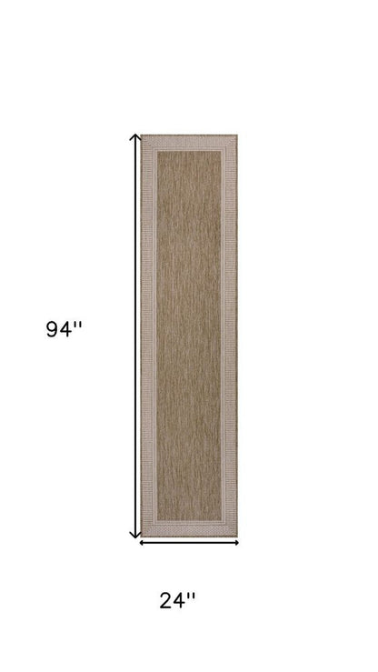 8' Beige And Cream Indoor Outdoor Runner Rug HomeRoots