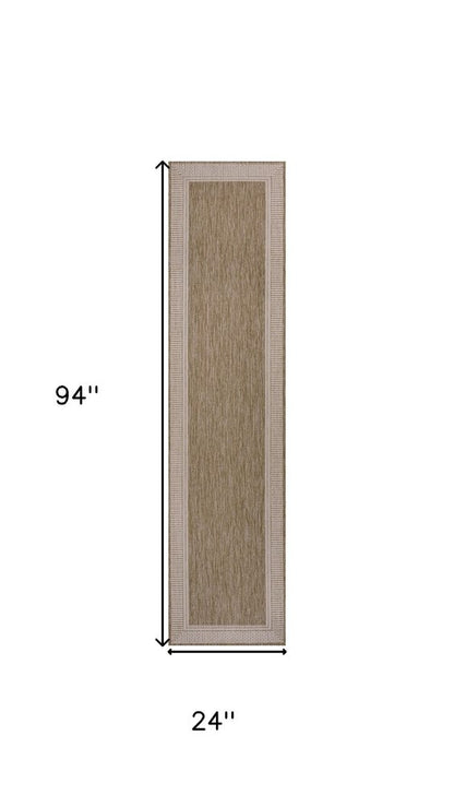 8' Beige And Cream Indoor Outdoor Runner Rug