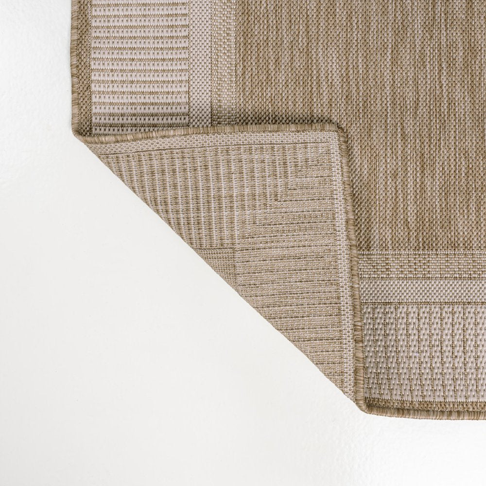 8' Beige And Cream Indoor Outdoor Runner Rug HomeRoots