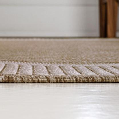 8' Beige And Cream Indoor Outdoor Runner Rug HomeRoots