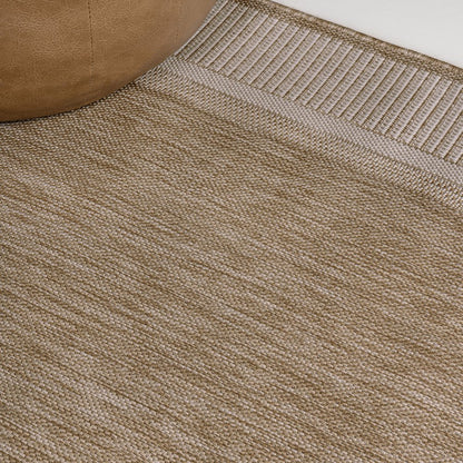 8' Beige And Cream Indoor Outdoor Runner Rug