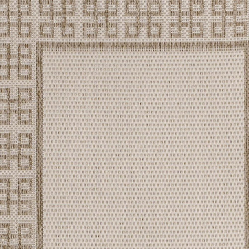 8' Cream And Beige Indoor Outdoor Runner Rug HomeRoots