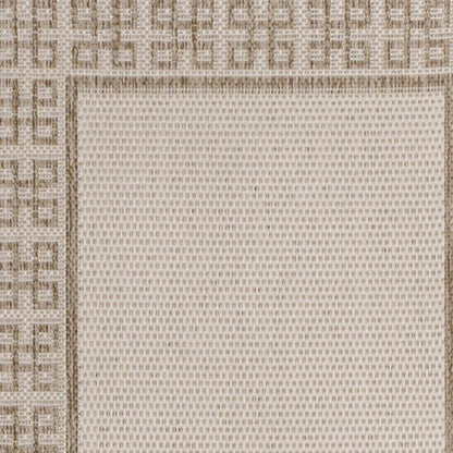 8' Cream And Beige Indoor Outdoor Runner Rug HomeRoots