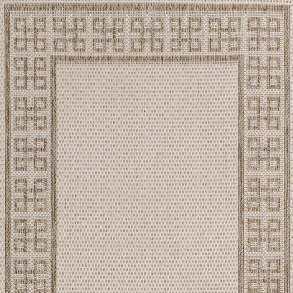8' Cream And Beige Indoor Outdoor Runner Rug HomeRoots