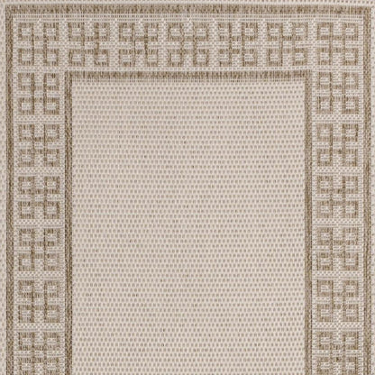 8' Cream And Beige Indoor Outdoor Runner Rug HomeRoots