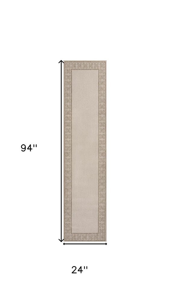 8' Cream And Beige Indoor Outdoor Runner Rug HomeRoots