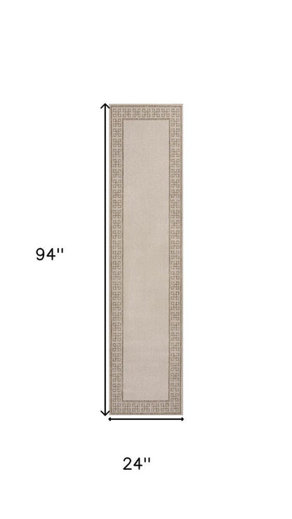 8' Cream And Beige Indoor Outdoor Runner Rug HomeRoots