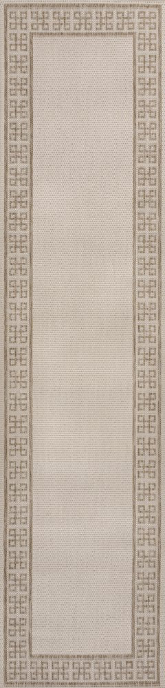 8' Cream And Beige Indoor Outdoor Runner Rug
