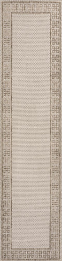 8' Cream And Beige Indoor Outdoor Runner Rug HomeRoots