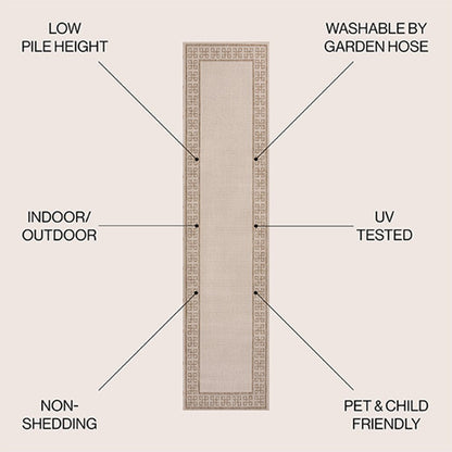 8' Cream And Beige Indoor Outdoor Runner Rug