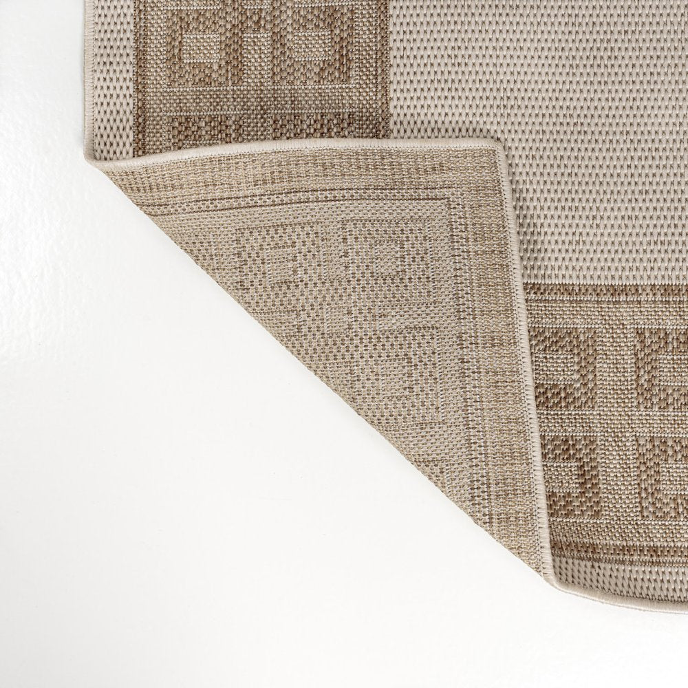 8' Cream And Beige Indoor Outdoor Runner Rug HomeRoots