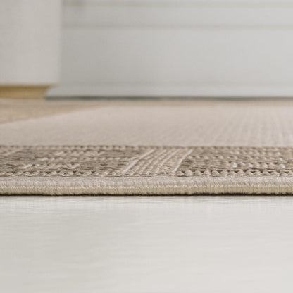 8' Cream And Beige Indoor Outdoor Runner Rug HomeRoots