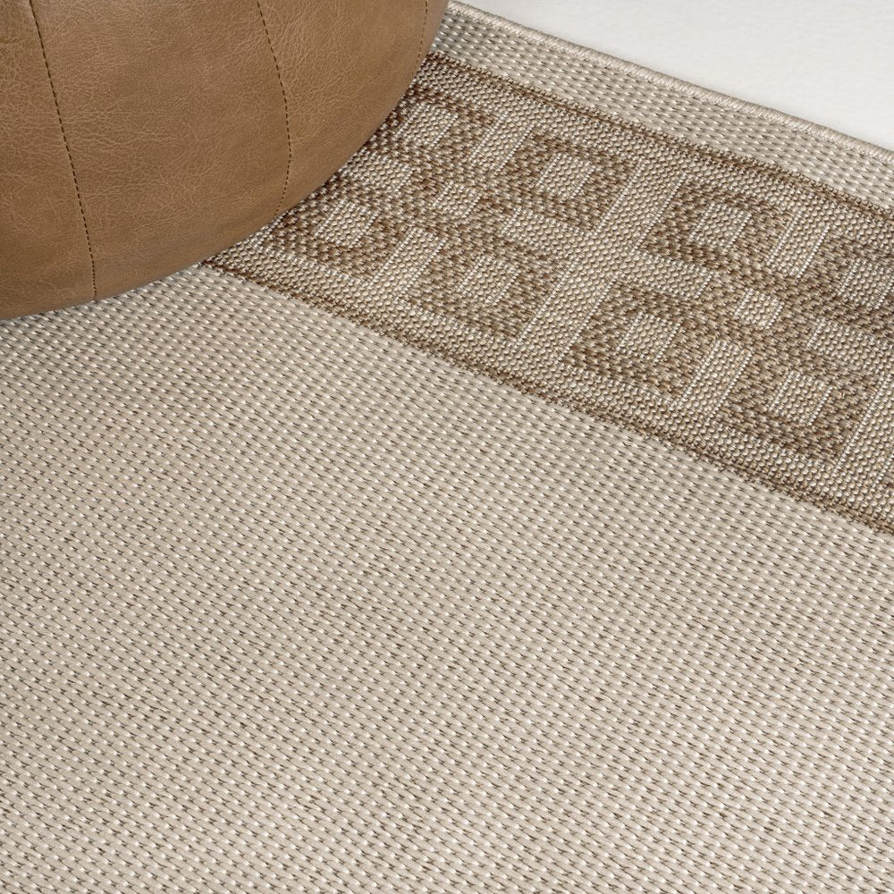 8' Cream And Beige Indoor Outdoor Runner Rug HomeRoots