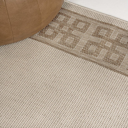 8' Cream And Beige Indoor Outdoor Runner Rug HomeRoots