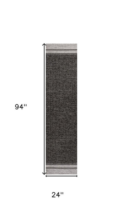 8' Black And Cream Indoor Outdoor Runner Rug HomeRoots