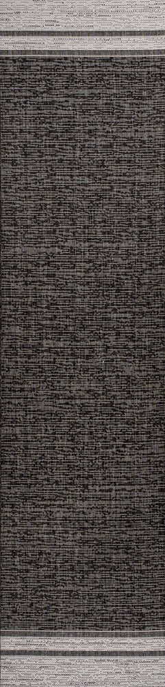 8' Black And Cream Indoor Outdoor Runner Rug HomeRoots