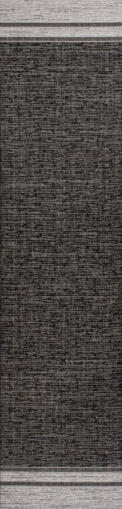 8' Black And Cream Indoor Outdoor Runner Rug HomeRoots