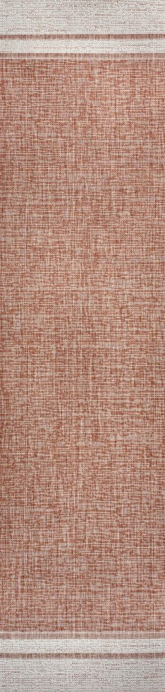 8' Salmon And Cream Indoor Outdoor Runner Rug HomeRoots