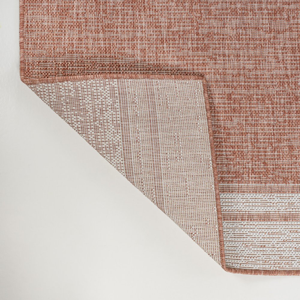 8' Salmon And Cream Indoor Outdoor Runner Rug HomeRoots