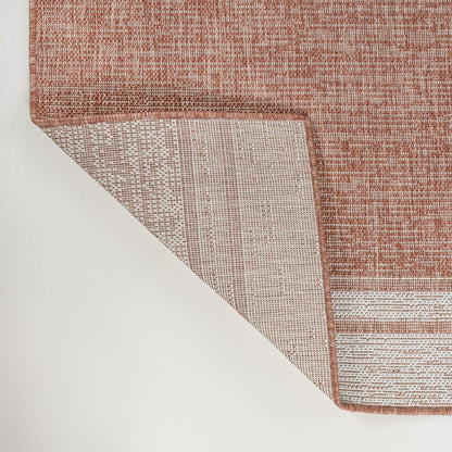 8' Salmon And Cream Indoor Outdoor Runner Rug HomeRoots