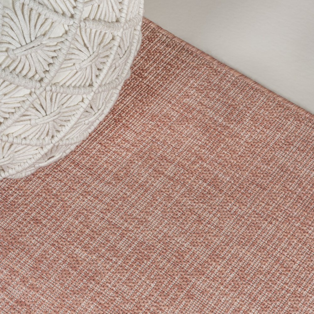 8' Salmon And Cream Indoor Outdoor Runner Rug HomeRoots