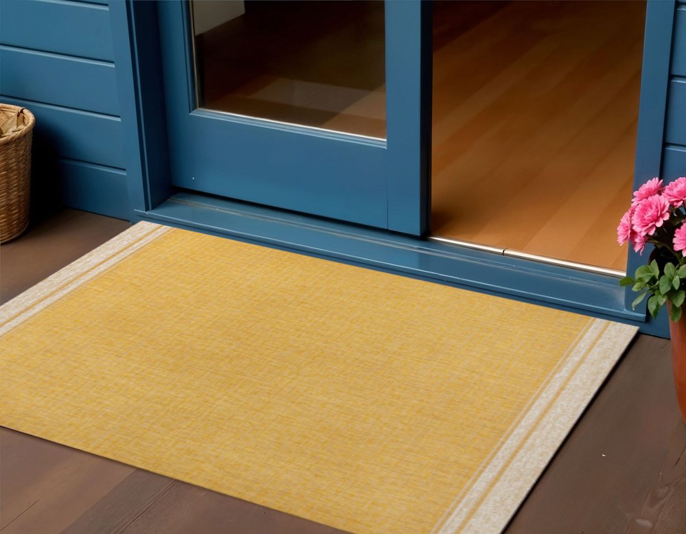 3' X 5' Yellow And Cream Indoor Outdoor Area Rug HomeRoots