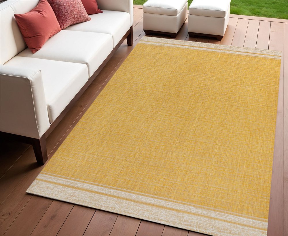 4' X 6' Yellow And Cream Indoor Outdoor Area Rug HomeRoots