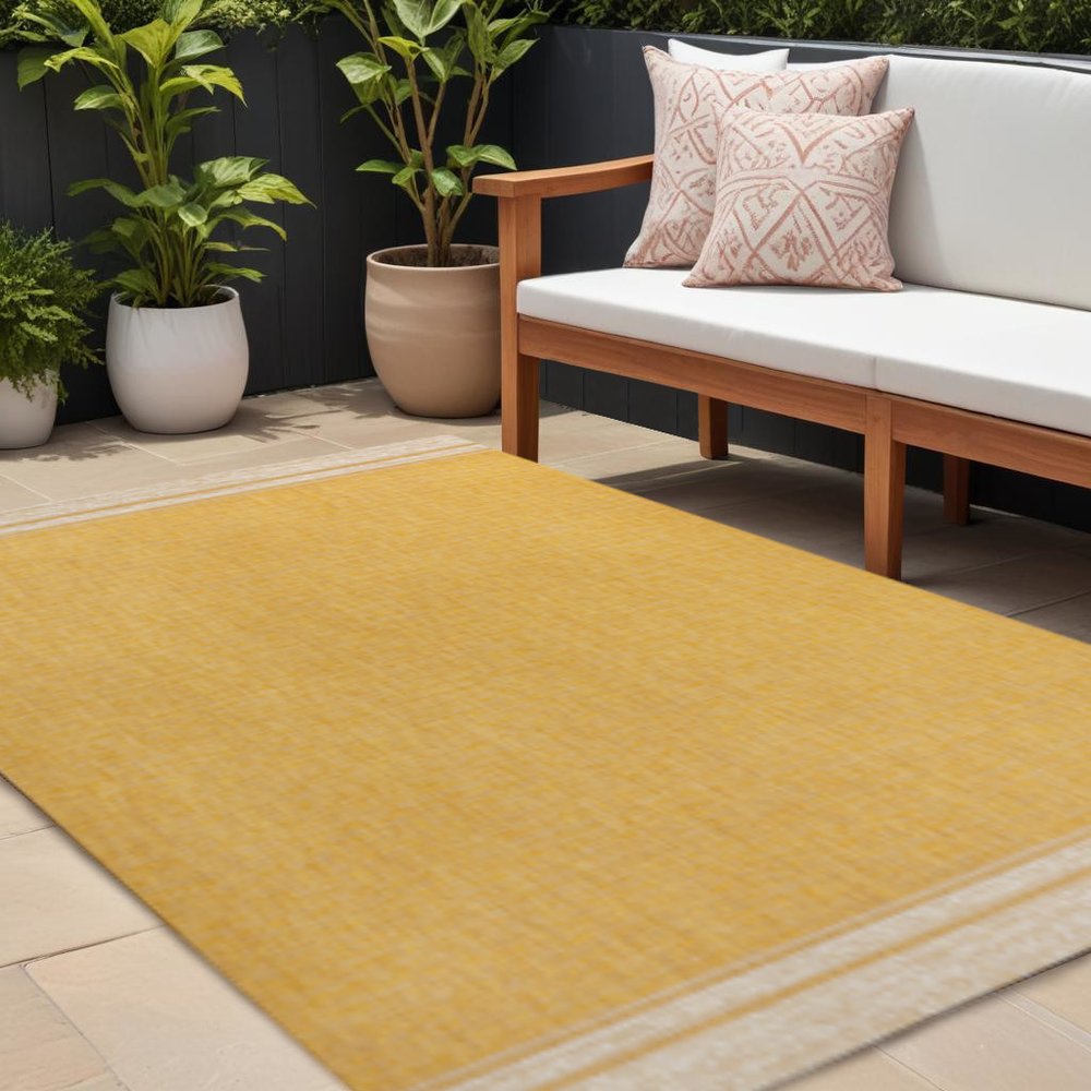 8' X 10' Yellow And Cream Indoor Outdoor Area Rug HomeRoots
