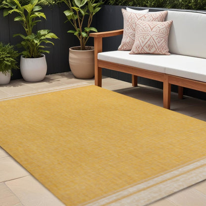 8' X 10' Yellow And Cream Indoor Outdoor Area Rug HomeRoots