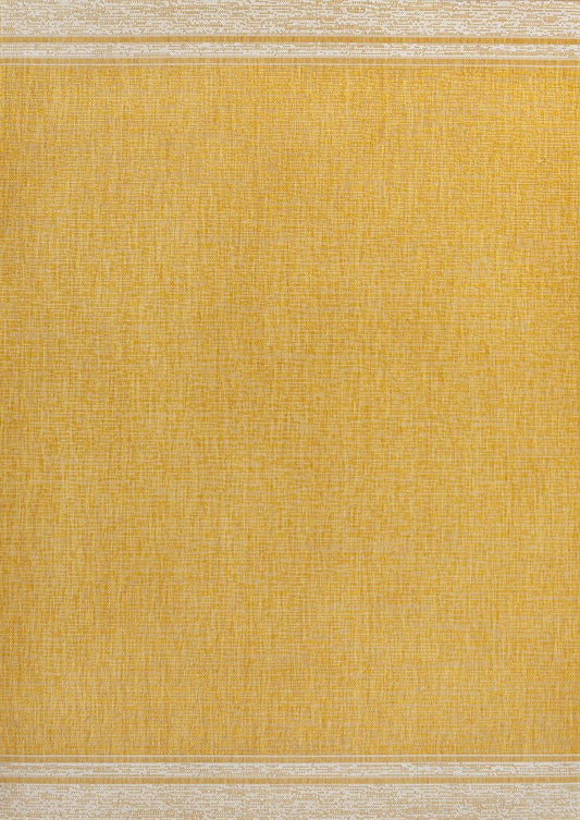 8' X 10' Yellow And Cream Indoor Outdoor Area Rug