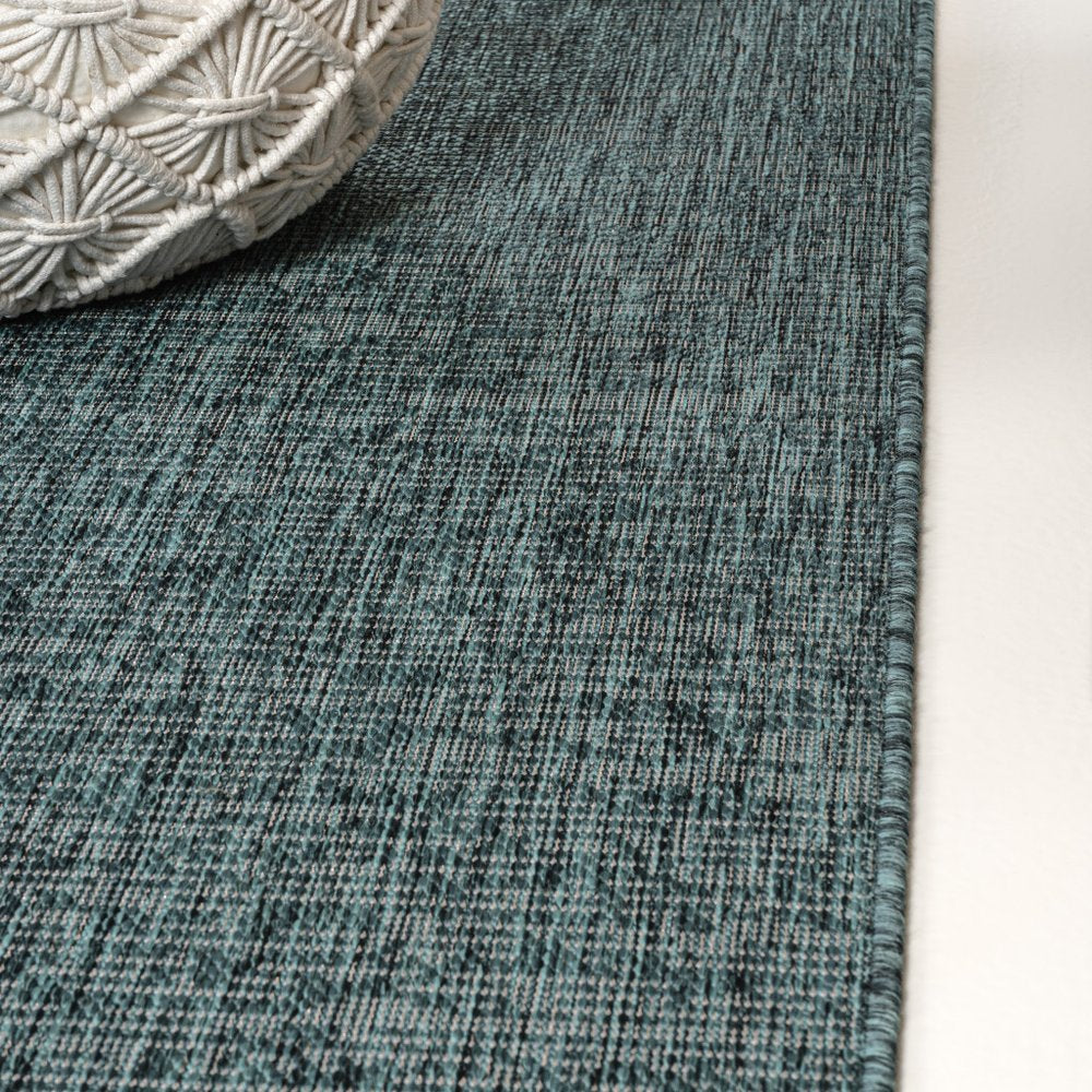 8' Turquoise And Cream Indoor Outdoor Runner Rug HomeRoots