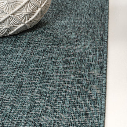 8' Turquoise And Cream Indoor Outdoor Runner Rug HomeRoots