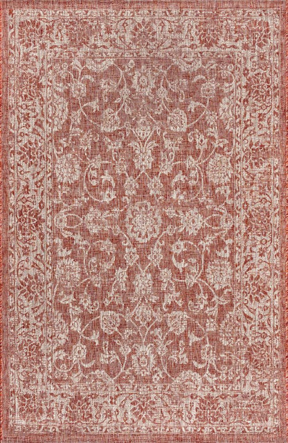 5' X 8' Red And Taupe Medallion Indoor Outdoor Area Rug HomeRoots