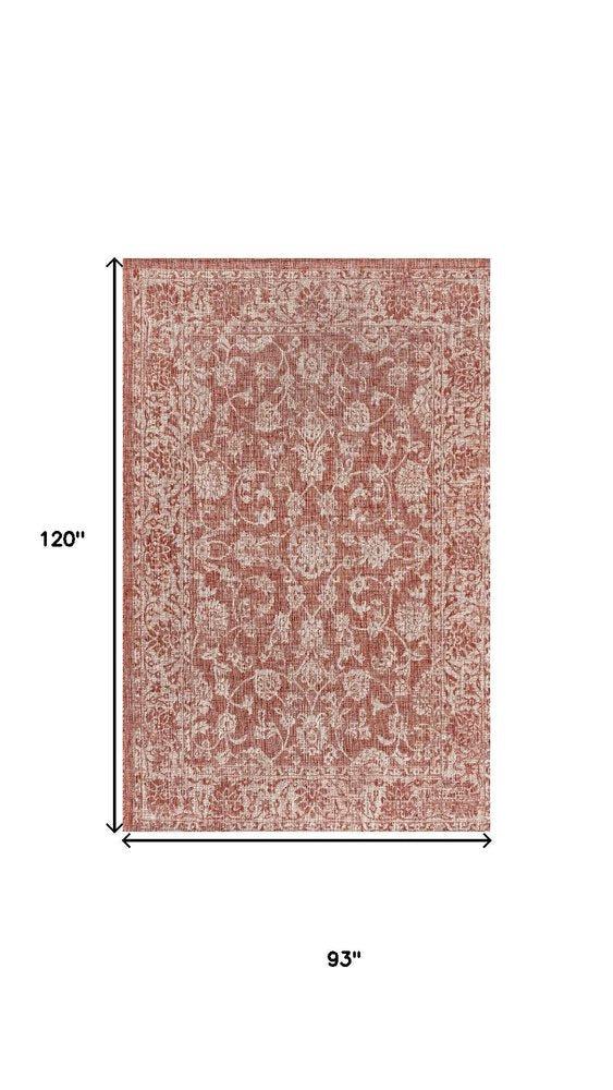 8' X 10' Red And Taupe Medallion Indoor Outdoor Area Rug HomeRoots