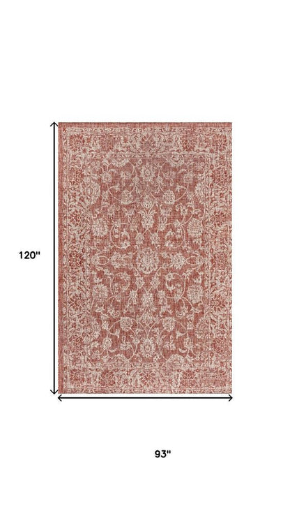 8' X 10' Red And Taupe Medallion Indoor Outdoor Area Rug HomeRoots
