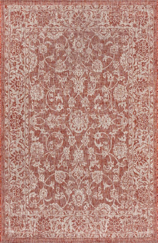 8' X 10' Red And Taupe Medallion Indoor Outdoor Area Rug HomeRoots