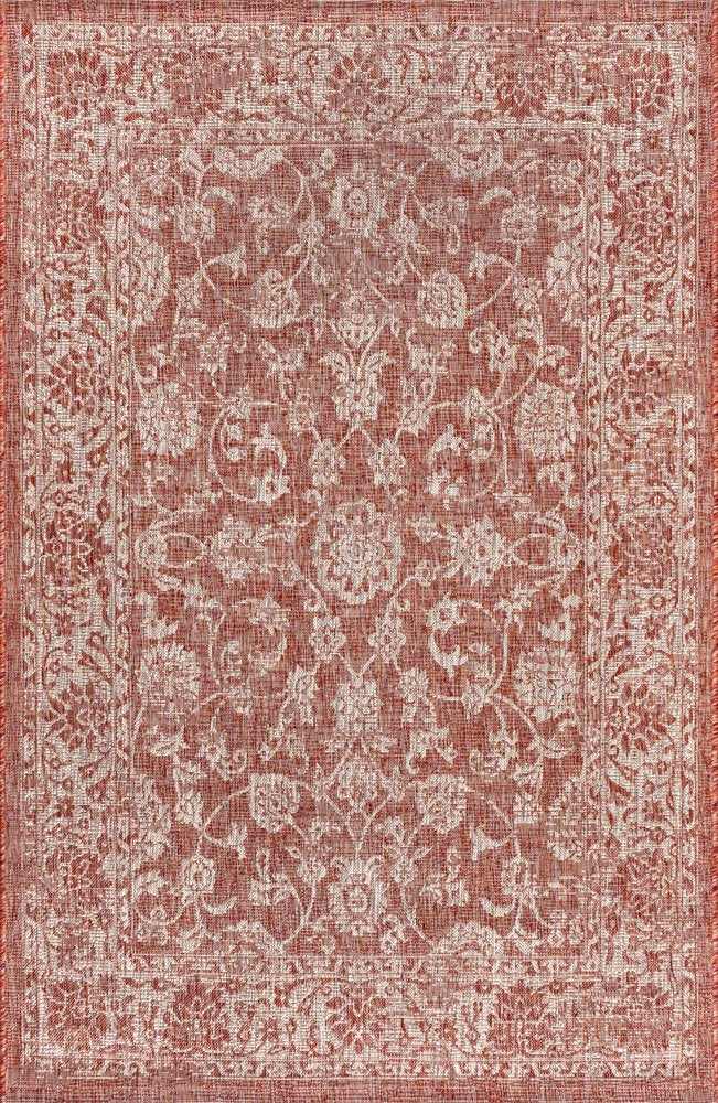 8' X 10' Red And Taupe Medallion Indoor Outdoor Area Rug HomeRoots