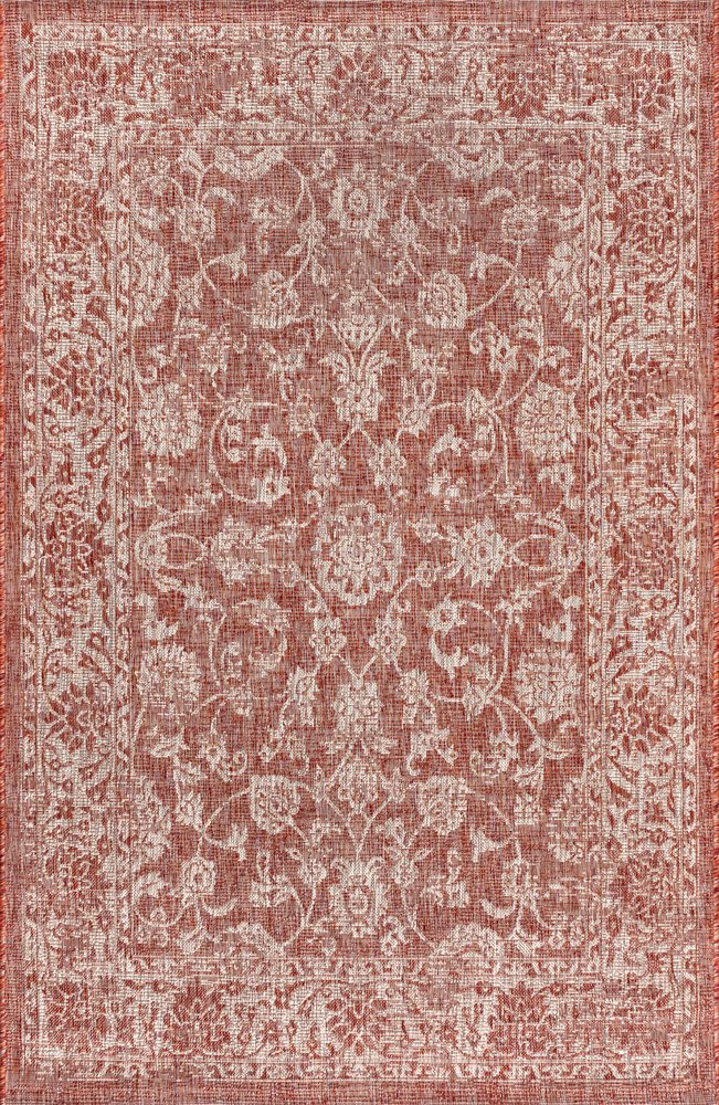 8' X 10' Red And Taupe Medallion Indoor Outdoor Area Rug HomeRoots