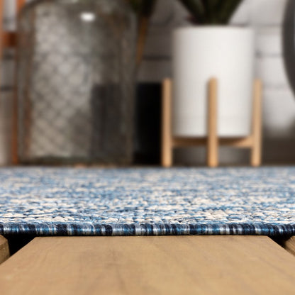 8' Navy Blue And Gray Medallion Indoor Outdoor Runner Rug HomeRoots
