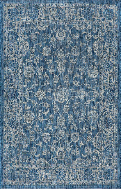 5' X 8' Navy Blue And Gray Medallion Indoor Outdoor Area Rug HomeRoots
