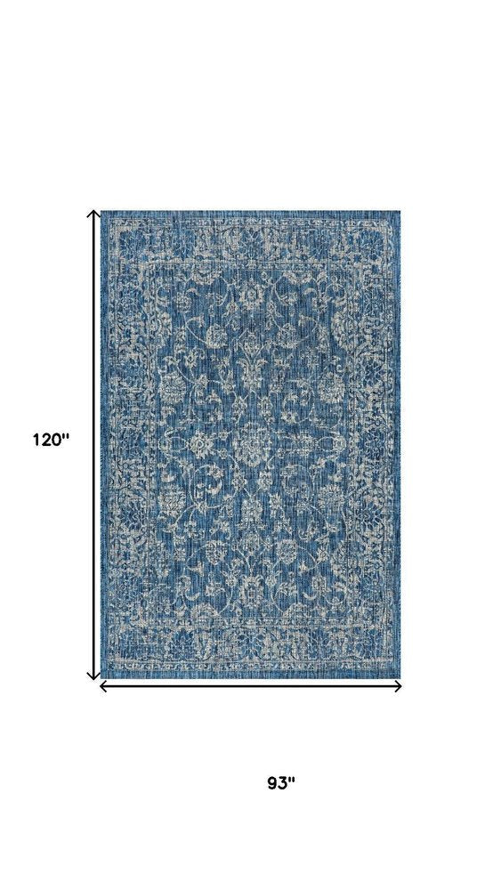 8' X 10' Navy Blue And Gray Medallion Indoor Outdoor Area Rug HomeRoots