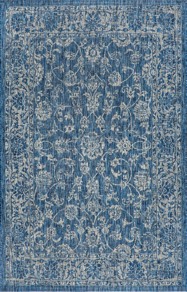 8' X 10' Navy Blue And Gray Medallion Indoor Outdoor Area Rug HomeRoots