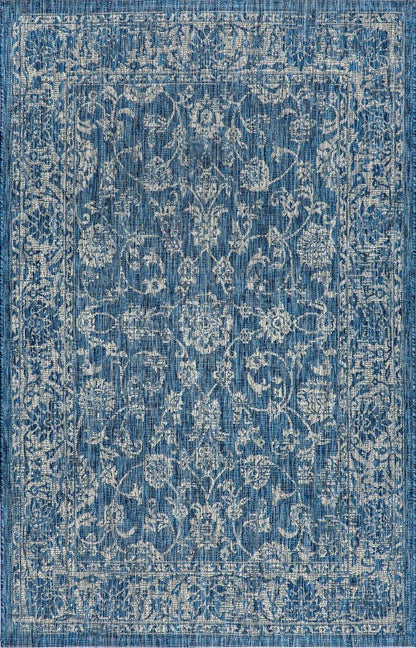 8' X 10' Navy Blue And Gray Medallion Indoor Outdoor Area Rug HomeRoots