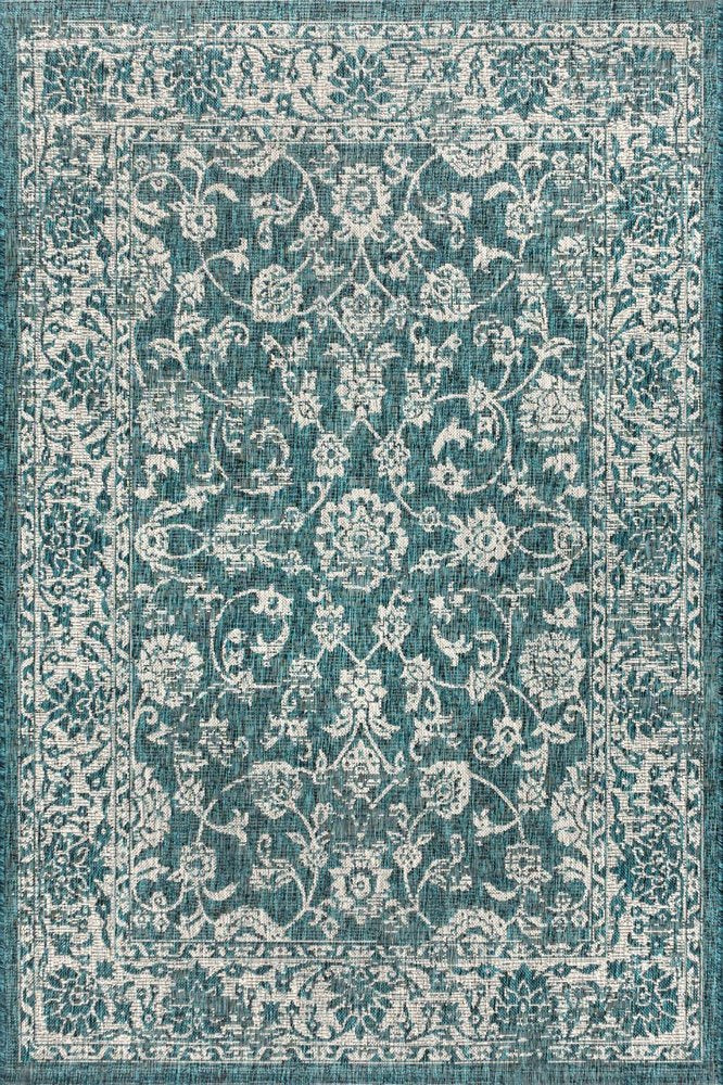 4' X 6' Teal Blue And Gray Medallion Indoor Outdoor Area Rug HomeRoots