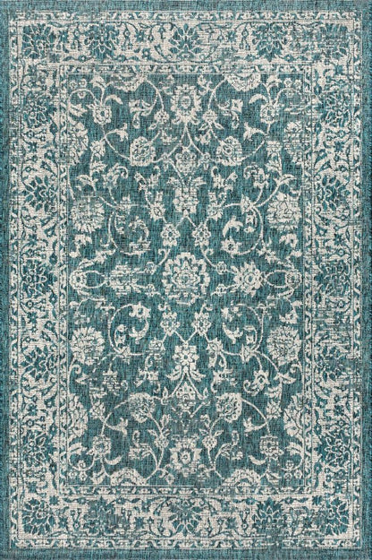 4' X 6' Teal Blue And Gray Medallion Indoor Outdoor Area Rug HomeRoots